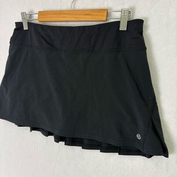 Lululemon Black Ruffle Back Run Speed Athletic Tennis Skort Size 6 - Picture 2 of 10